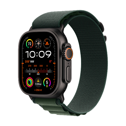 Watch Apple Watch Ultra 2 (2024) LTE 49mm Black Titanium Case with Alpine Loop L - Dark Green
