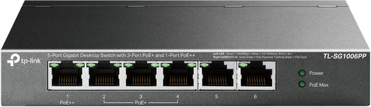 Switch de Rede TP-Link TL-SG1006PP 6xGB (3xPoE+ 1xPoE++)