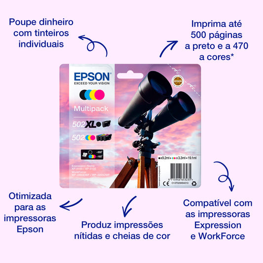 Epson Ink 502 / C13T02V64010 BK,C,M,e Multipack