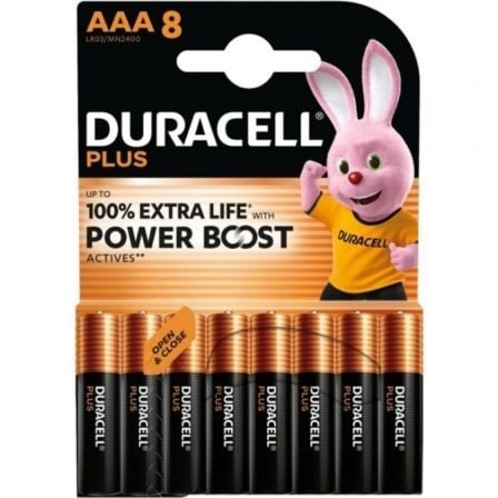 Pack de 8 Pilhas AAA Duracell Plus Power Boost DPBLR3B8 / 1.5V / Alcalinas