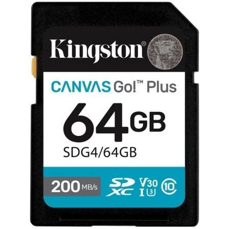 Tarjeta de Memória Kingston CANVAS Go! Plus 64GB SD XC/ Clase 10/ 200MBs