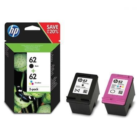 Cartucho de Tinta Original HP nº62 Multipack/ Preto/ Tricolor