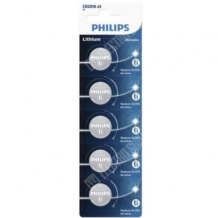 Pack de 5 Pilhas Botão Philips CR2016P5/01B Lithium / 3V