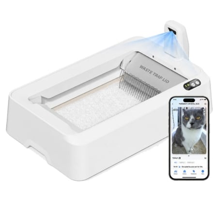 Caixa de Areia Autolimpante para Gatos PetKit PuroBot Crystal Duo com Cobertura/ Control desde APP/ branco