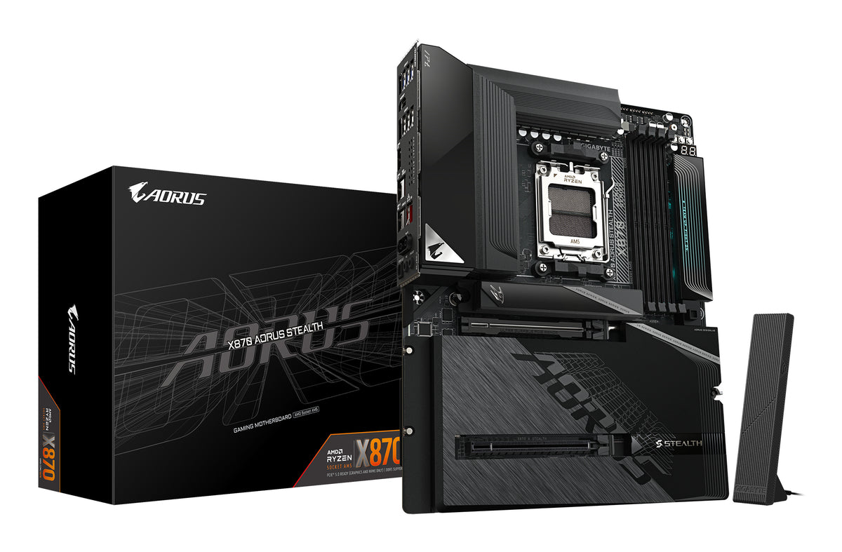 Placa-mãe Gigabyte X870 AORUS STEALTH - Supports AMD Ryzen 9000 CPUs, 16+2+2 fases Digital VRM, até 8200Hz