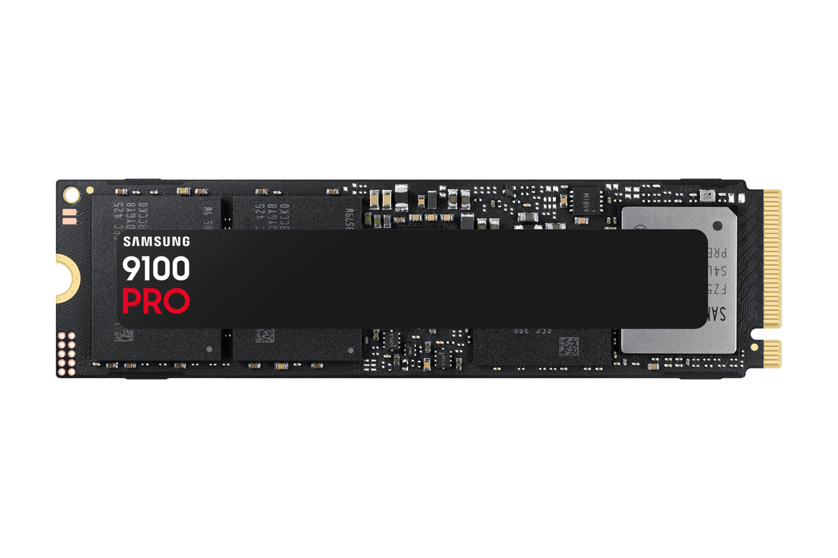 Samsung 9100 PRO PCIe® 5.0 NVMe™ M.2 SSD - 1 TB Breakthrough PCIe® 5.0 performance Push PCIe® 5.0 performance to the max. 9100 PRO achieves lightning-fast sequential read/write speeds up to 14,800/13,400 MB/s, two times faster than 990 PRO. Leave Gen