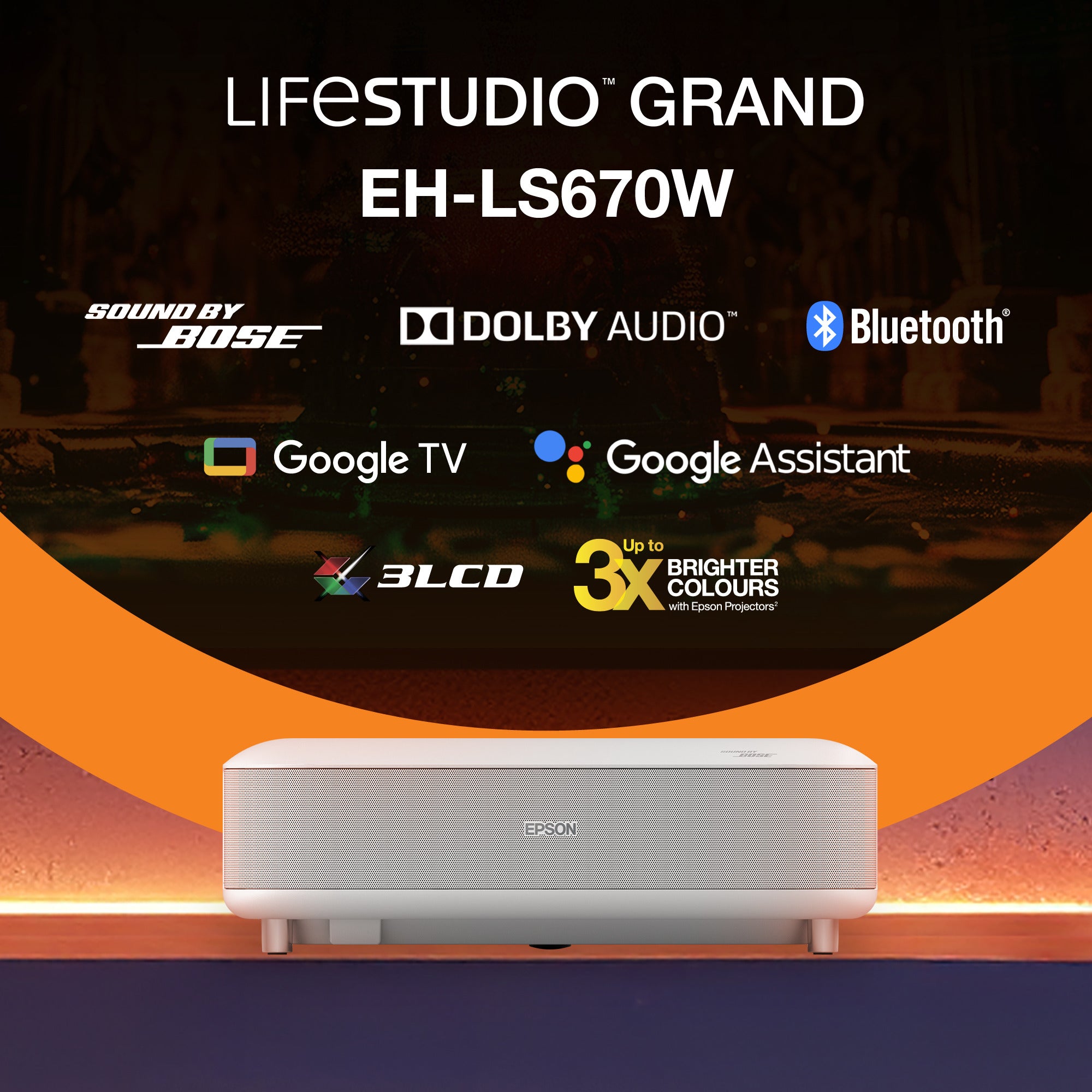 Projetor Epson Lifestudio Grand EH-LS670W / V11HB82040 branco