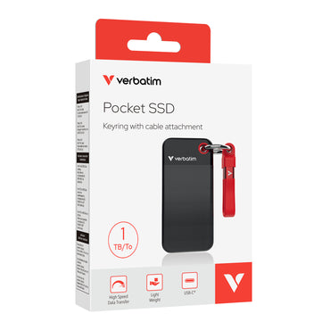 Disco SSD Verbatim External Pocket 1TB / 32192 preto, vermelho - imagem 2