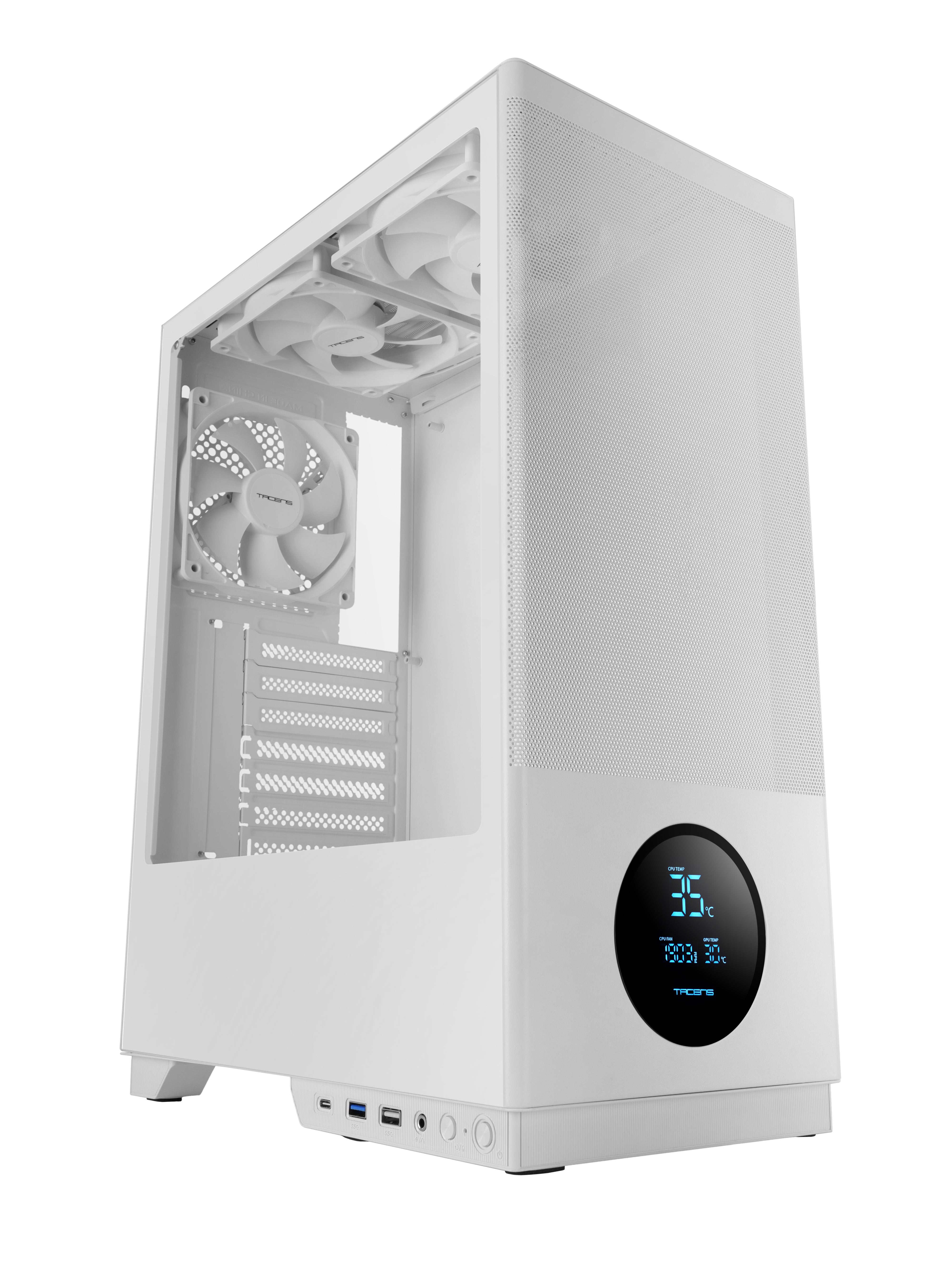 Caixa de Computador TACENS Caja Atx Ecrã Ventis 3X120mm Branco