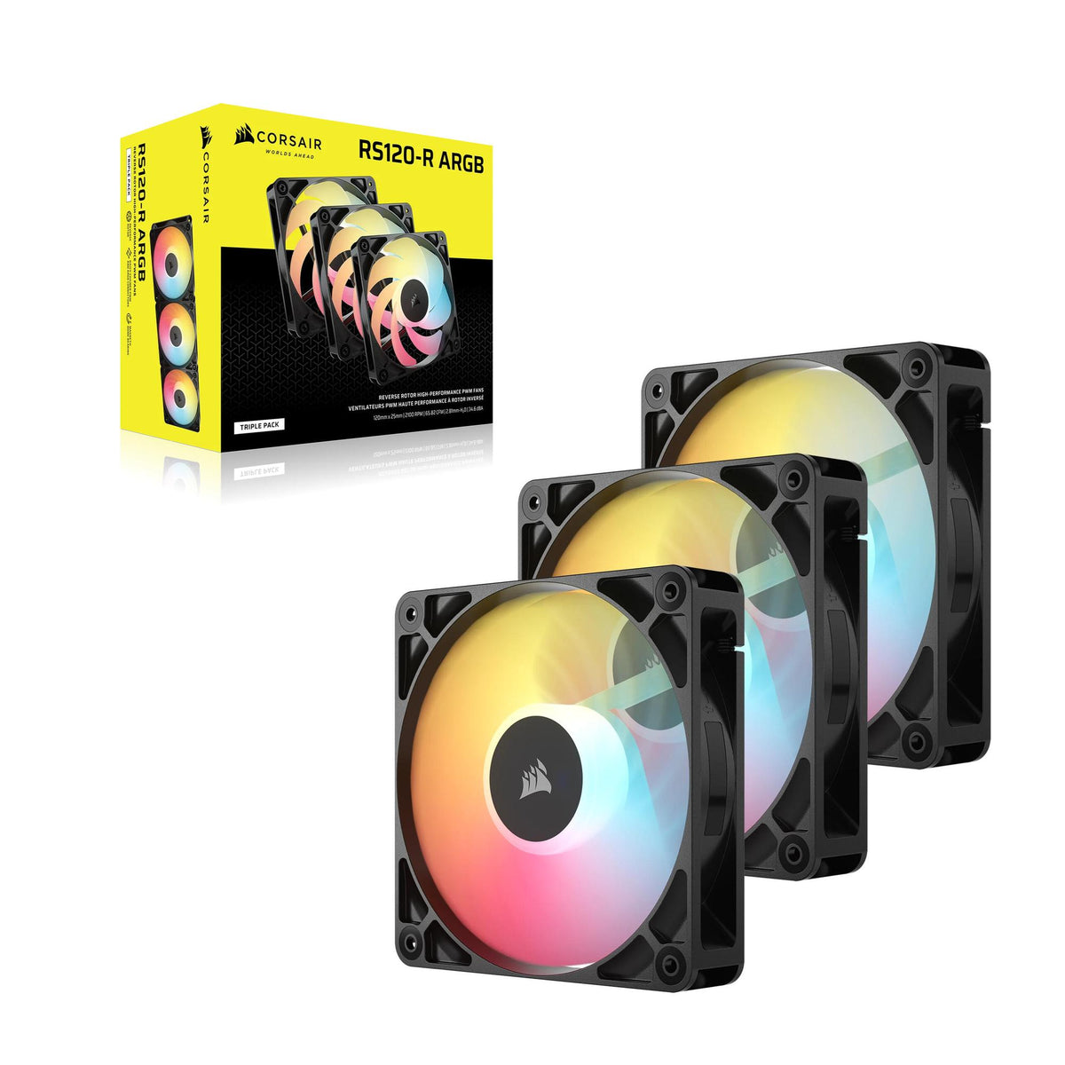 Ventoinha Corsair Fan RS120-R ARGB / CO-9050196-WW preto 3-Pack - imagem 4