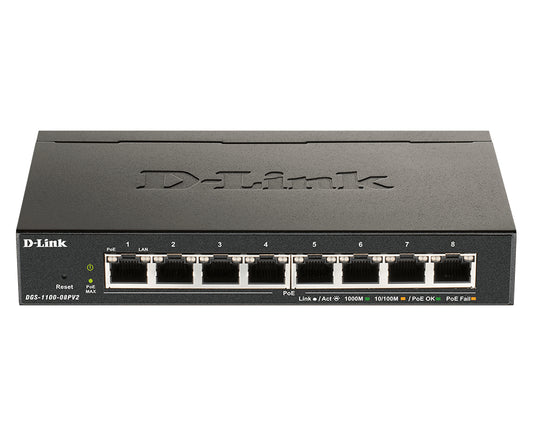 Switch de Rede D-Link DGS-1100-08PV2/E 8xGb PoE (64W)