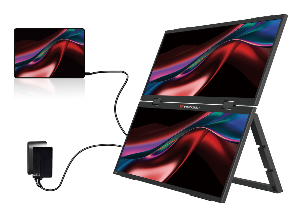 VERBATIM Duo Essentials 15,6" + 15,6" Monitor Portátil Tátil / Full HD / Multimédia / Preto