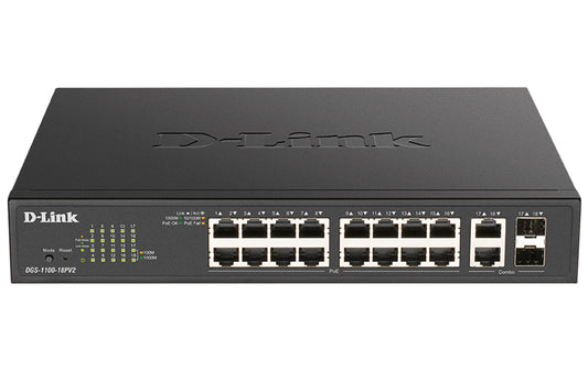 Switch de Rede D-Link DGS-1100-18PV2 16xGb 2xSFP PoE+