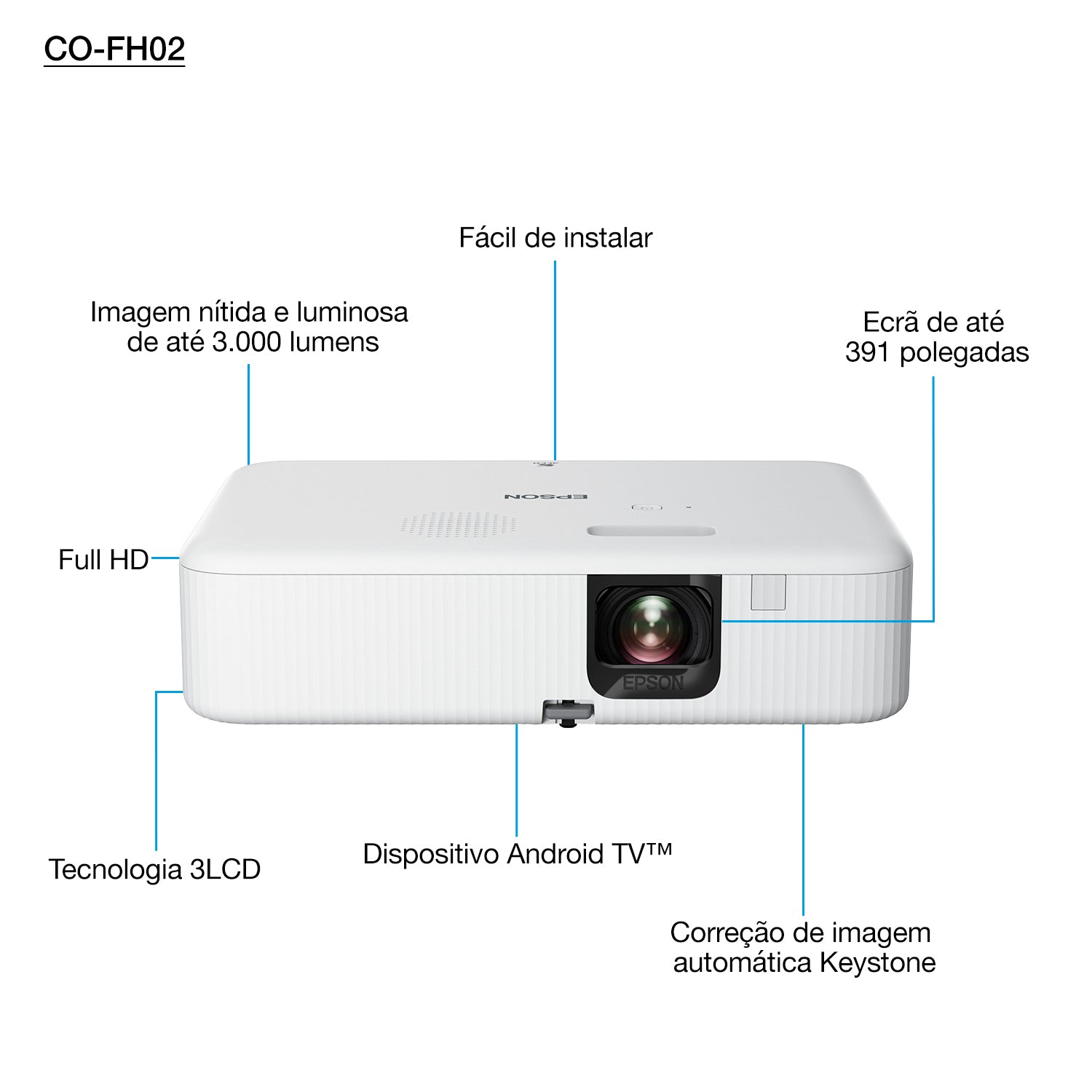 Projetor Epson CO-FH02 FHD AndTV 3000L HDMI USB