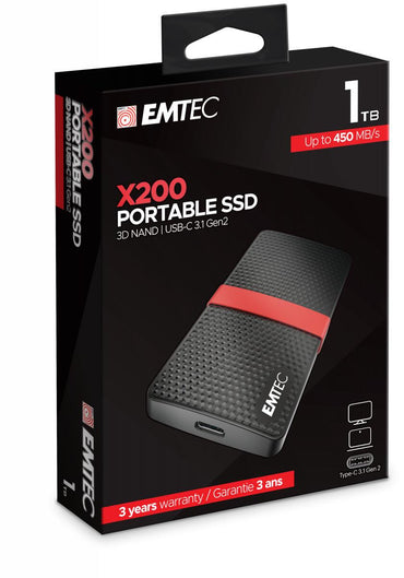 Disco SSD Emtec External X200 1TB / ECSSD1TX200 preto, vermelho XL - imagem 2