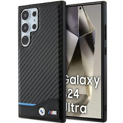 Capa BMW de couro carbono para Samsung Galaxy S24 Ultra preta