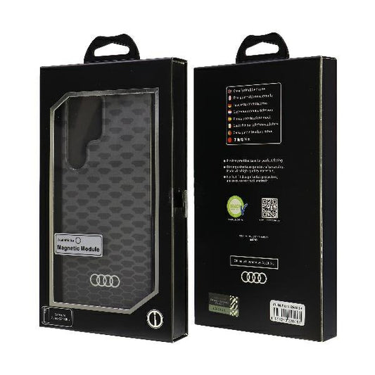 Capa rígida Audi com MagSafe e padrão costura IML para S24 Ultra S928, preto