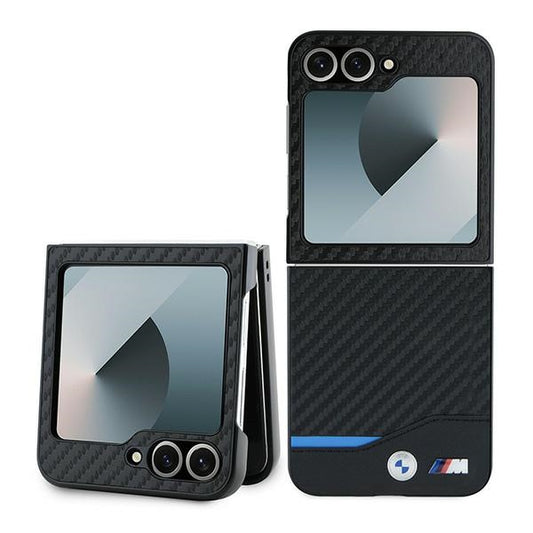 Capa BMW BMHCZF622NBCK para Samsung Galaxy Z Flip6 (F741) – hardcase carbono linha azul preta