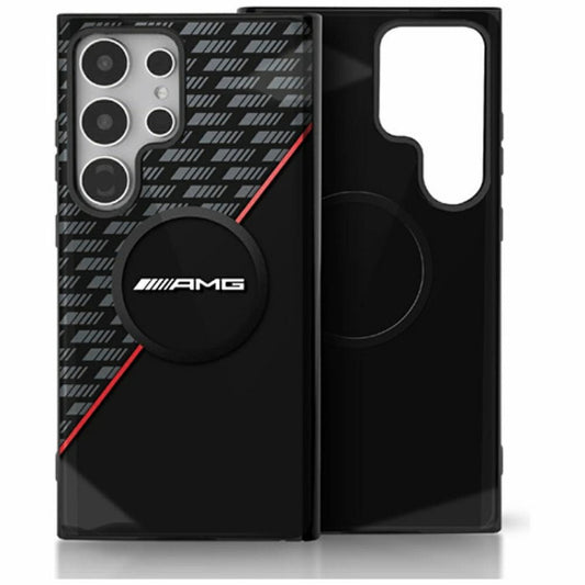 Capa AMG dupla camada losangos MagSafe Galaxy S25 Ultra – Preta/vermelha