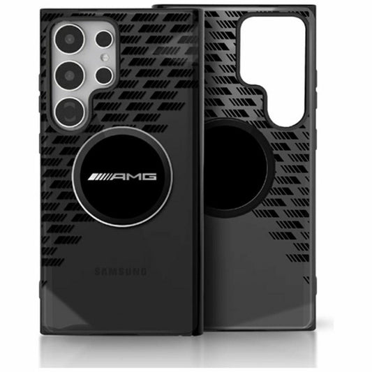 Capa AMG losangos transparentes MagSafe Galaxy S25 Ultra – Preta