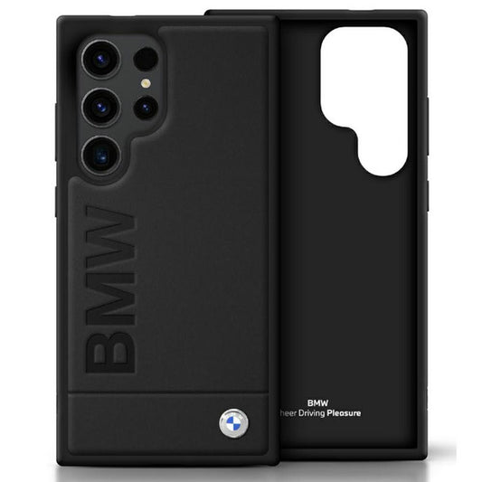 Capa BMW de couro com grande logotipo MagSafe para Samsung Galaxy S25 Ultra preta