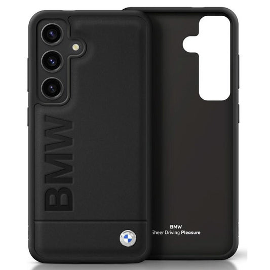 Capa BMW de couro com grande logotipo MagSafe para Samsung Galaxy S25+ preta