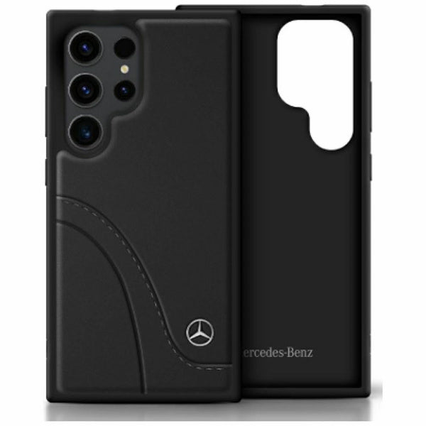 Capa couro costuras curvas Galaxy S25 Ultra – Preta