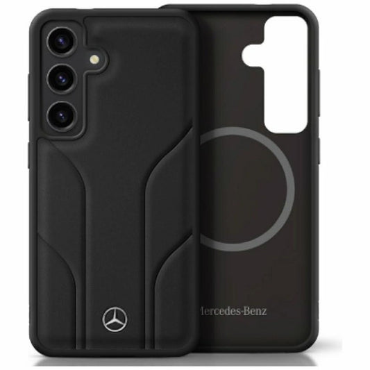 Capa couro linhas em relevo MagSafe Galaxy S25+ – Preta