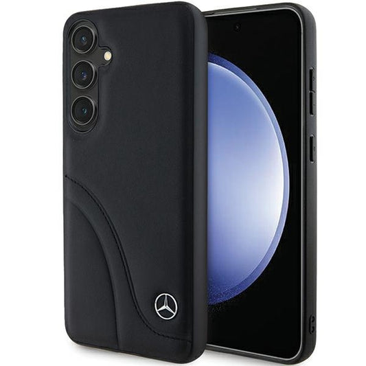 Capa hardcase couro costuras curvas Galaxy S24+ – Preta