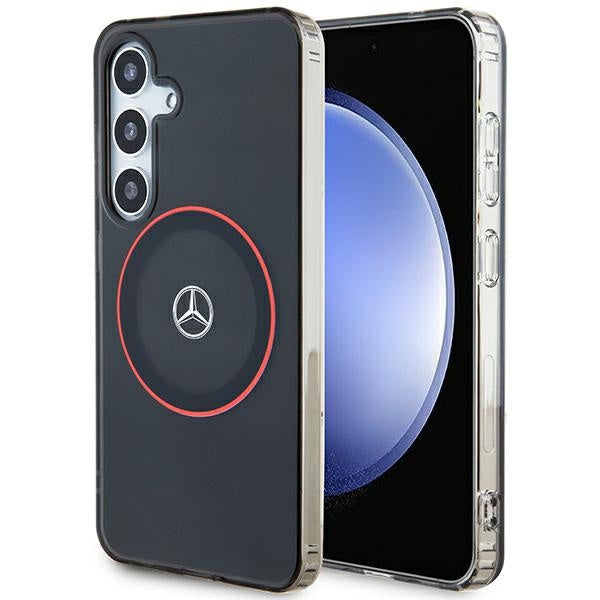 Capa hardcase dupla camada detalhe vermelho MagSafe Galaxy S24 – Preta