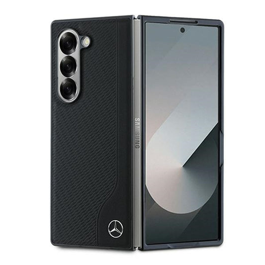 Capa couro imitação madeira MagSafe Galaxy Z Fold6 – Preta