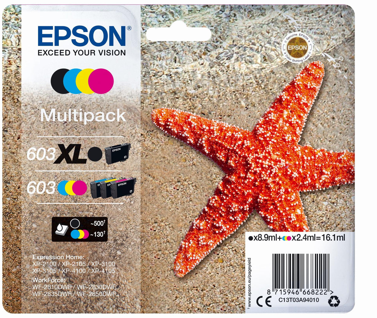 Epson Ink 603XL/603 / C13T03A94020 BK,C,M,e - imagem 2