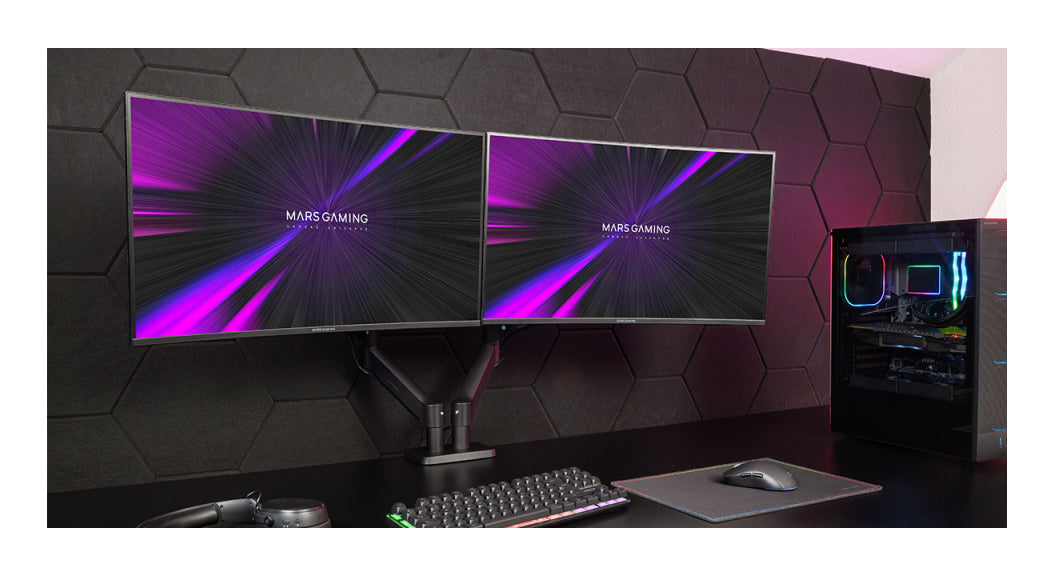 Suporte de Mesa para 2 Monitores Mars Gaming MARM-PRO2/ Girar/ Inclinar/ Rodar/ Amarrar 10kg