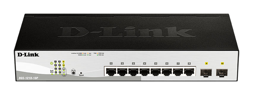 Switch de Rede D-Link DGS-1210-10P/E 8xGB PoE 2xSFP