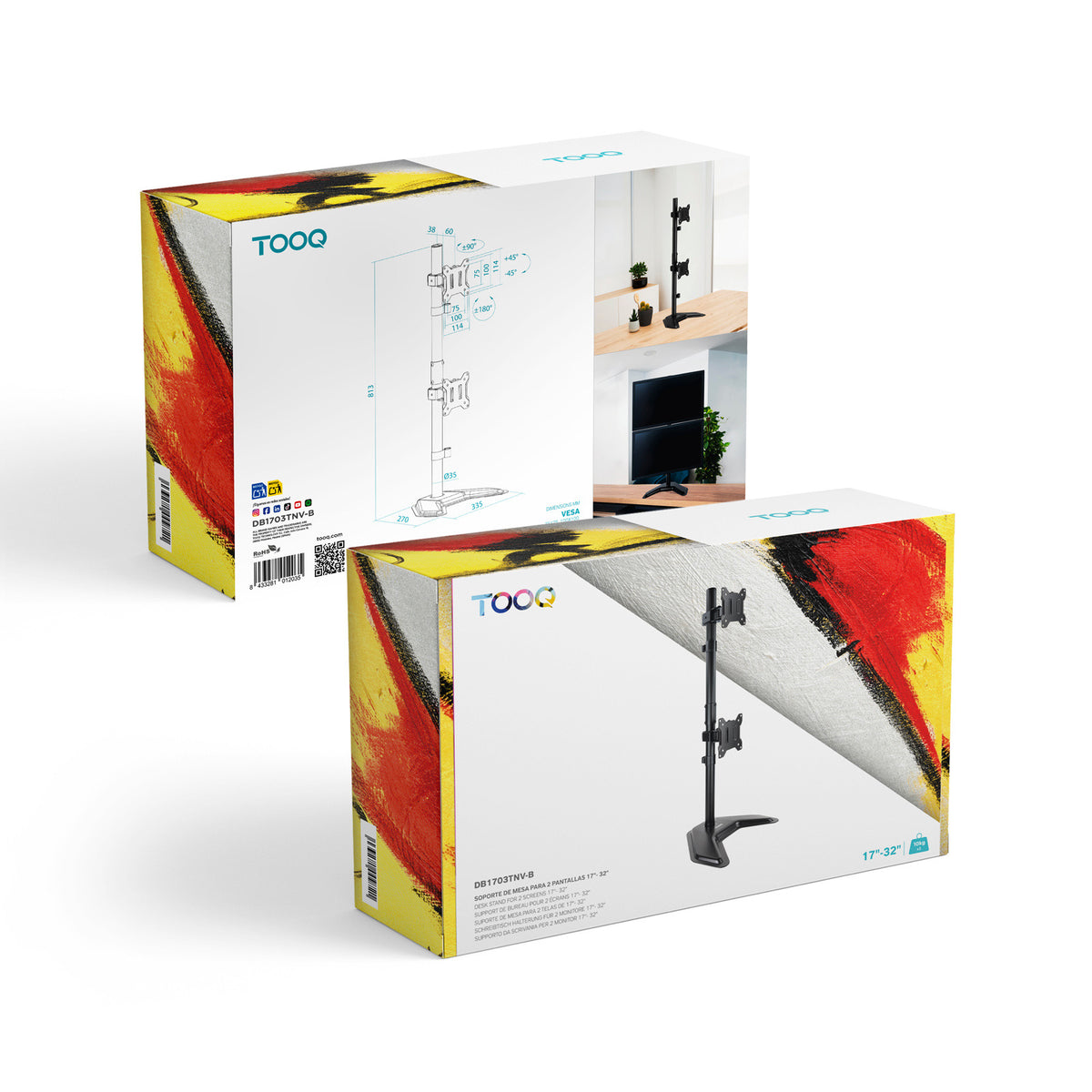 Suporte TV Tooq mesa DB1703TNV-B 2 brazos Vertical - imagem 11