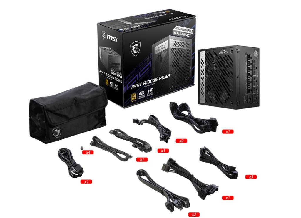 Fonte de Alimentação MSI MPG A1000G PCIE5 / 306-7ZP7C11-CE0 preto - imagem 10