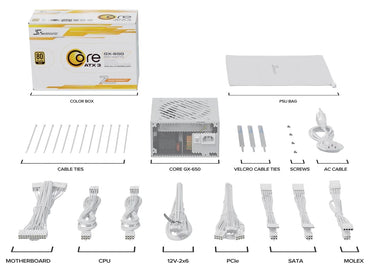 Fonte de Alimentação Seasonic Core GX-650 V2 / SRP-CGX651-A5A32SF-W branco - imagem 2