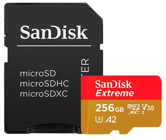 Cartão de Memória SanDisk Micro Cartão SD Extreme Plus 256GB V30 / SDSQXBD-256G-GN6MA vermelho, gold S