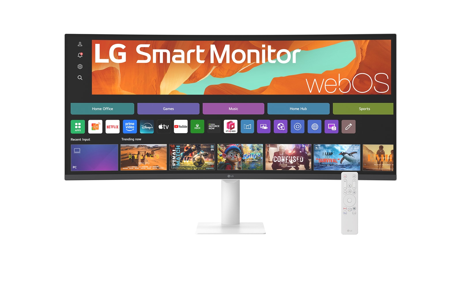 Monitor inteligente curvo LG 34U601SA-W 34 polegadas WQHD webOS — branco