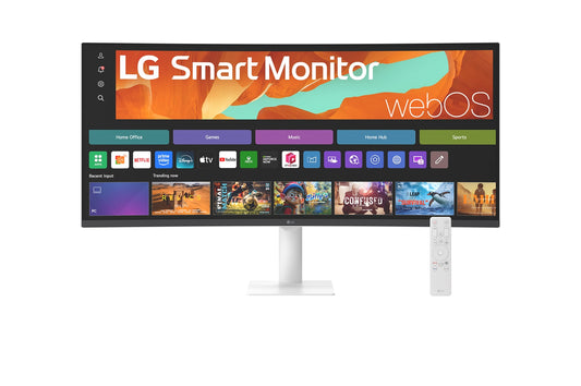 Monitor inteligente curvo LG 34U601SA-W 34 polegadas WQHD webOS — branco