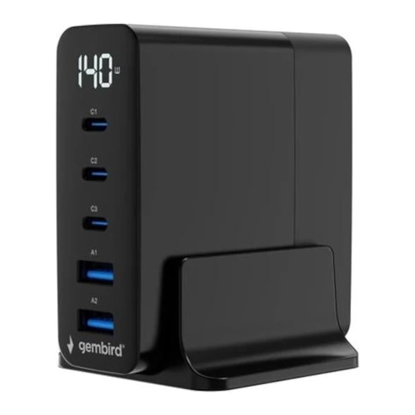 Carregador Rápido Gembird USB GaN 5 portas 140W