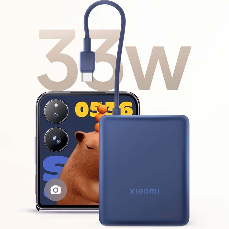 Power bank xiaomi 10000mah 33w com cabo integrado azul bhr9341gl
