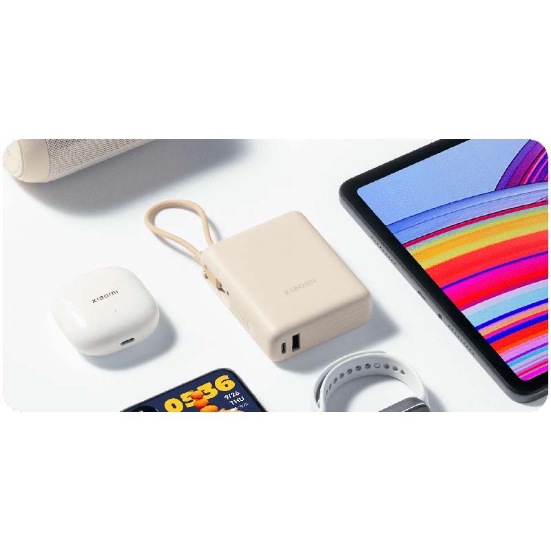 Power bank xiaomi 10000mah 33w com cabo integrado bege bhr9333gl