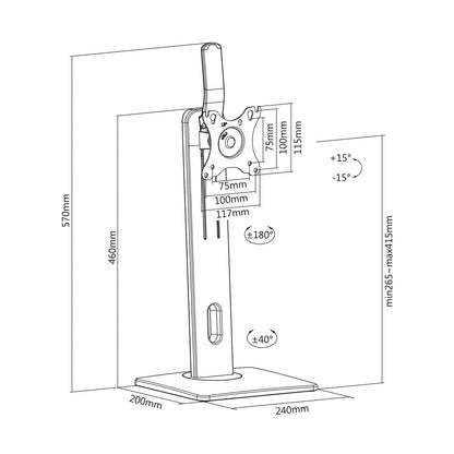 Suporte para monitor de secretária DT32TSR-063/ Girar/ Inclinar/Amarrar 7kg