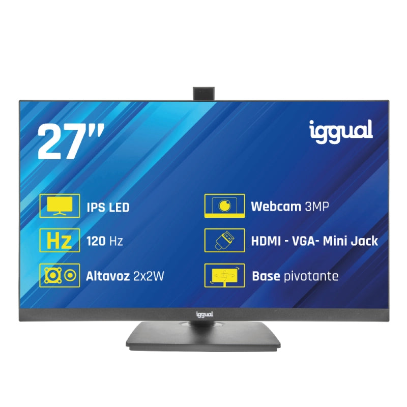 Monitor iggual 27" 120Hz 1ms HDMI VGA MM AA Webcam - imagem 12
