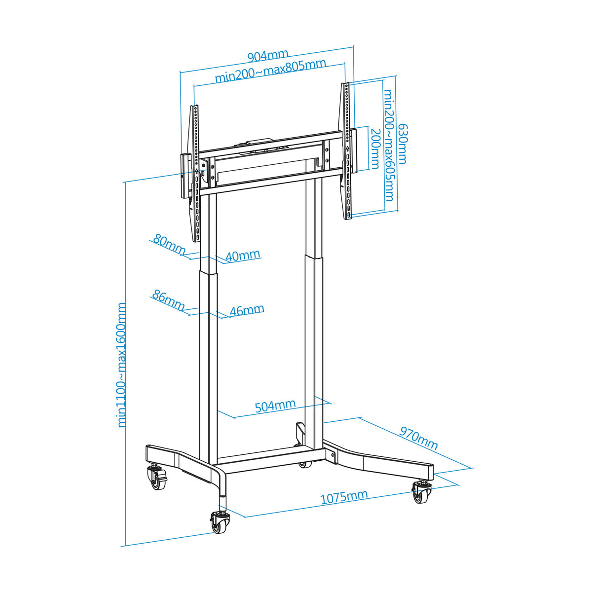 Tooq Soporte suelo ruedas eléctrico Lux 55"-100" - imagem 8