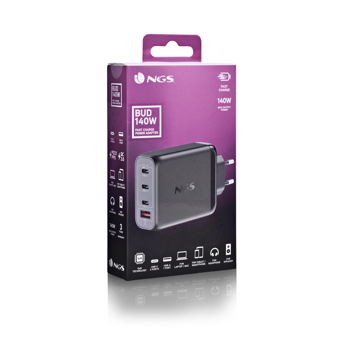 Carregador para Portátil NGS ULTRARAPIDO140W 4 Portas 3USB-C 1 US - imagem 8