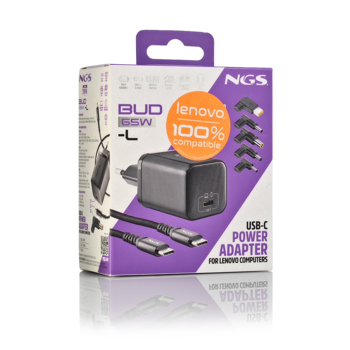 Carregador para Portátil NGS PACK CARGA USBC 65W+CABL 1,5M+5 CLAVIJ LENOVO - imagem 16