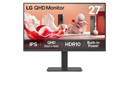 Monitor Profesional LG 27BA45QB-B 27"/ QHD/ Multimedia/ Regulable em altura/ preto