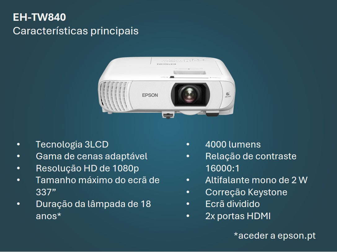 Projetor Epson EH-TW840 / V11HB63040 branco